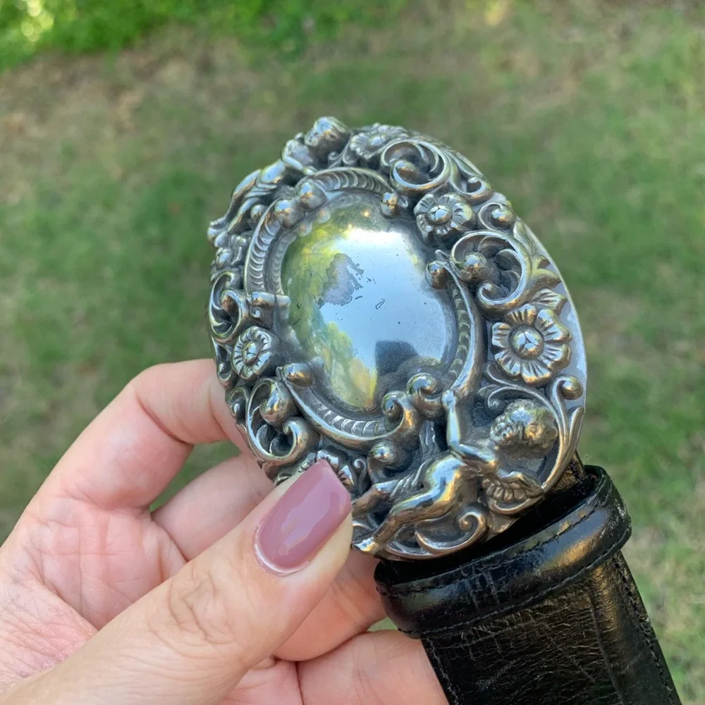 Vintage BrightonLeather Belt & Cherub Buckle
